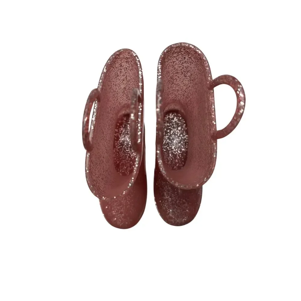 Zoogs Pink Silver Glitter Rain Boots - Girls Size 10 - Sparkly